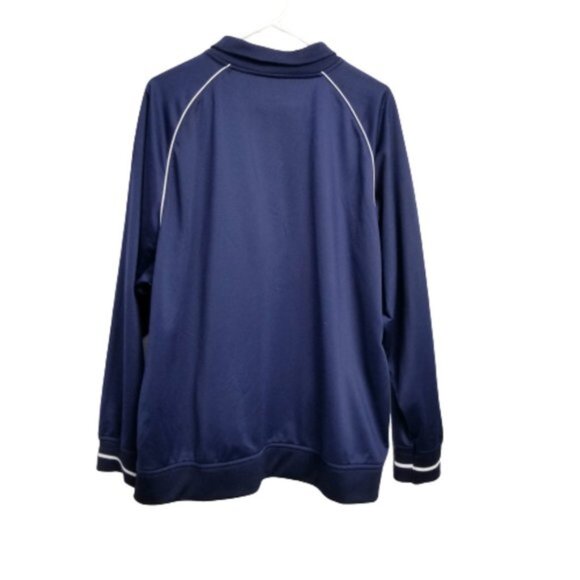 Athletic Works Windbreaker Jacket Full Zip Front Pockets White Piping Navy Large - Picture 3 of 9
